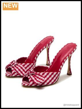Women's Open Toe Mule Heels Slip-On Bow Party Dressy Shoes